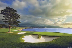 Pebble Beach Culmination By Joann Dost -Metal Print Outlet