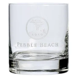 Pebble Beach Etched Double Old Fashioned Glass Clearance