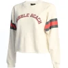 Pebble Beach Ladies Black Label Stripe Sleeve Crew Sweatshirt By Original Retro Brand Discount