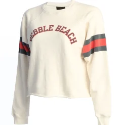 Pebble Beach Ladies Black Label Stripe Sleeve Crew Sweatshirt By Original Retro Brand Discount