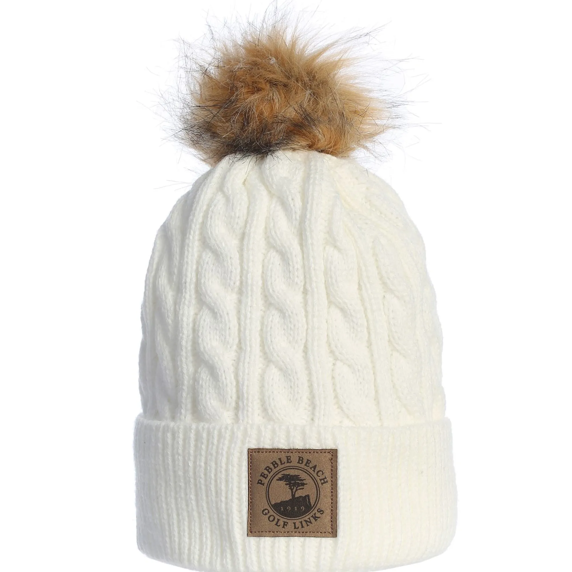 Pebble Beach Ladies Cable Knit Pom Beanie By Ahead Discount