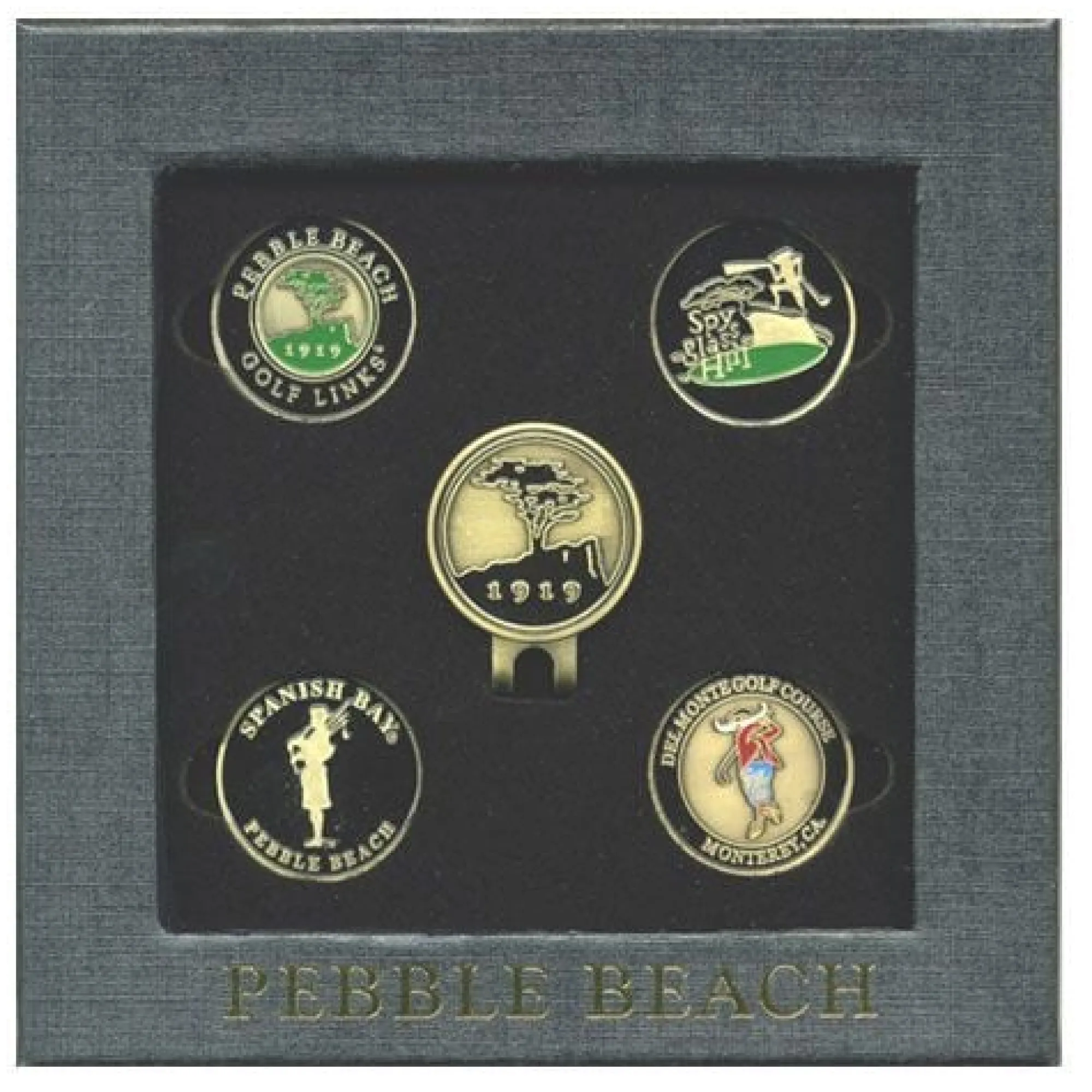 Pebble Beach Resorts Four Course Hat Clip & Ball Marker Set Sale