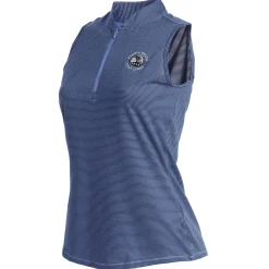 Pebble Beach Women's Sleeveless 1/2 Zip Stripe Polo By Adidas Hot